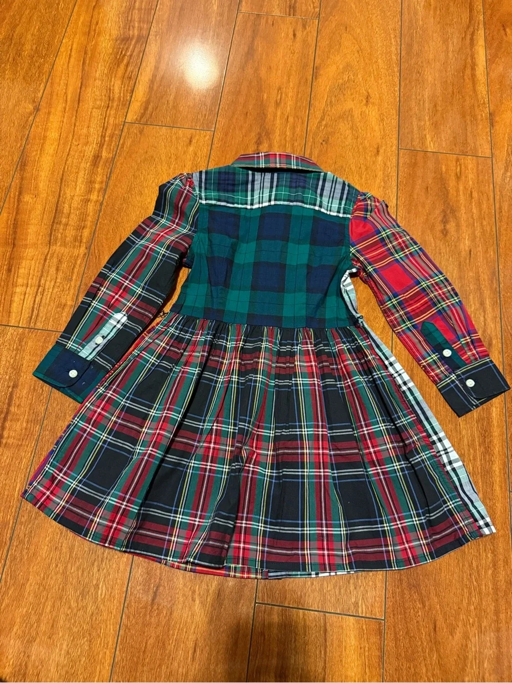 Ralph Lauren Mixed Plaid Button-Front Dress - Red & Green
